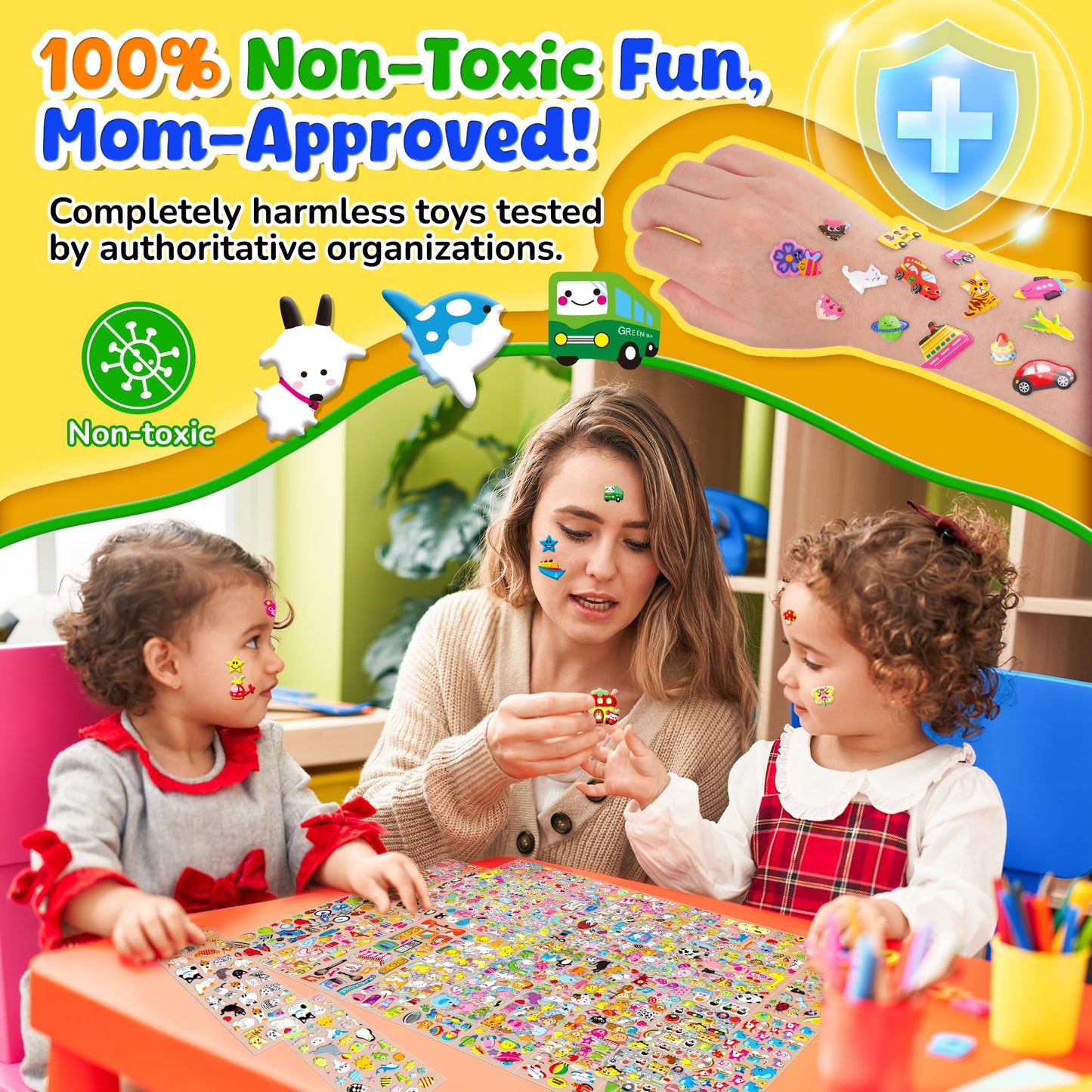 Sinceroduct 3200+ 3D Puffy Stickers – 64 Sheets for Classrooms, Crafts & Gifts