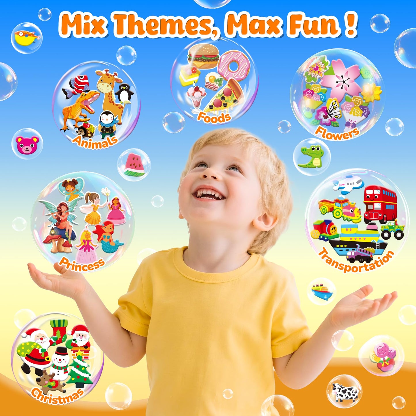 Sinceroduct 3200+ 3D Puffy Stickers – 64 Sheets for Classrooms, Crafts & Gifts