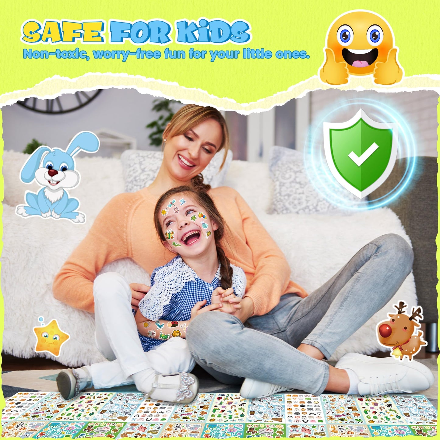 Sinceroduct 1300+ Animal Stickers for Kids – 8 Sheets for Crafts