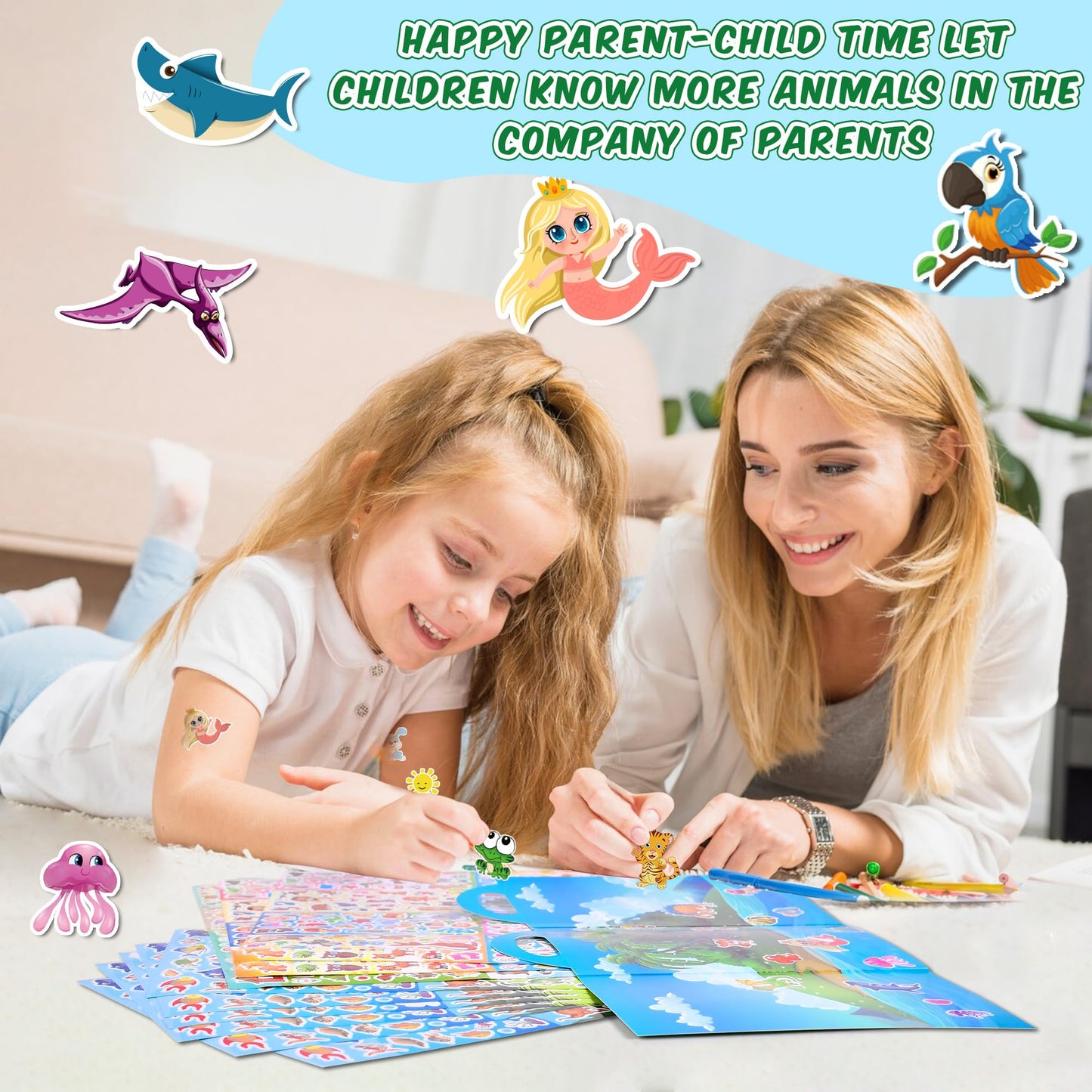 Sinceroduct 3200+ Sticker Set for Kids – 102 Sheets Cartoon Animal Stickers for Toddlers, Rewards & Craft Decor