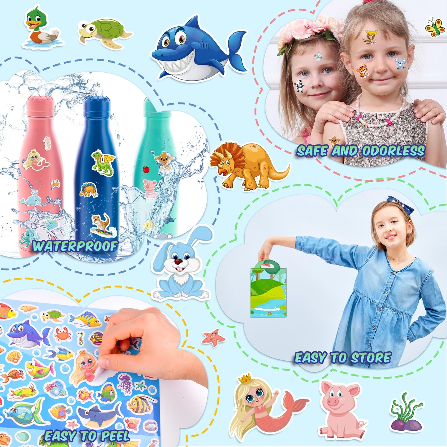 Sinceroduct 3200+ Sticker Set for Kids – 102 Sheets Cartoon Animal Stickers for Toddlers, Rewards & Craft Decor
