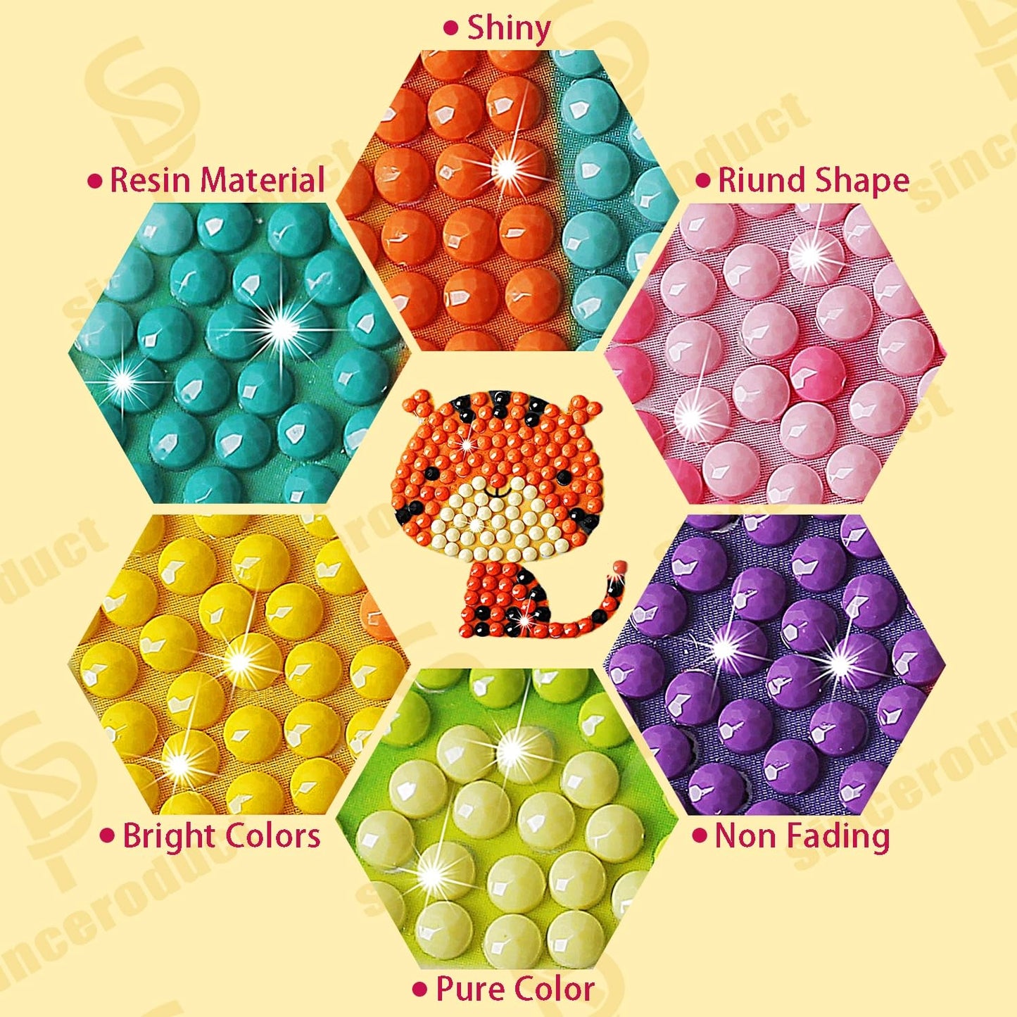 Sinceroduct Sparkling 5D Diamond Sticker Kit — 64-Piece Animal & Dinosaur DIY Diamonds, Eco-Friendly & Reusable Art