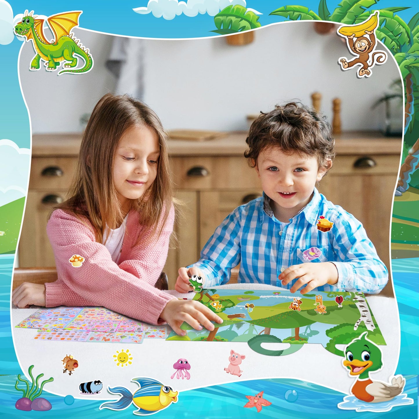 Sinceroduct 3200+ Sticker Set for Kids – 102 Sheets Cartoon Animal Stickers for Toddlers, Rewards & Craft Decor
