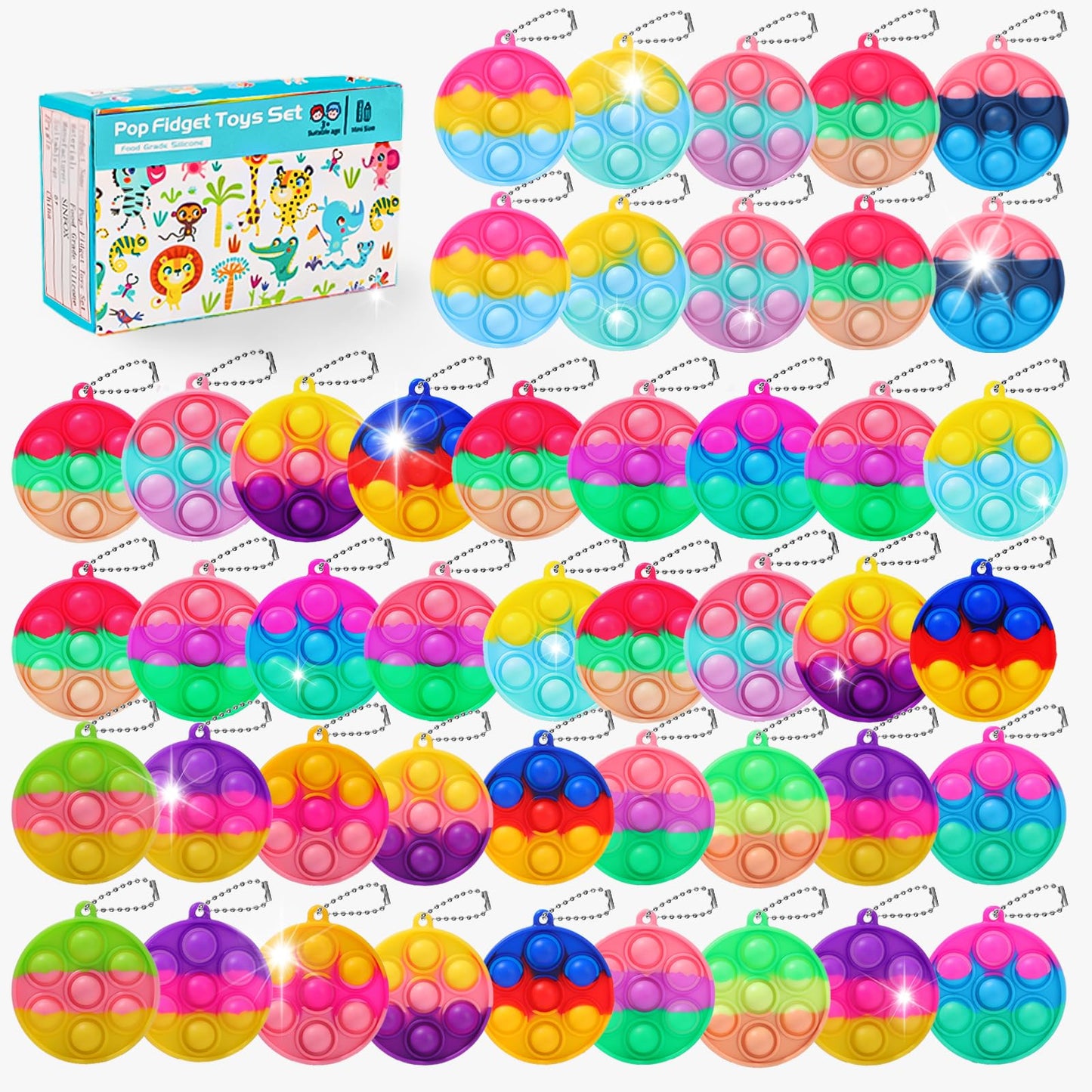 SINFOX 57-Piece Kids Fidget Toys – Party Favors, Prizes & Bulk Classroom Toys