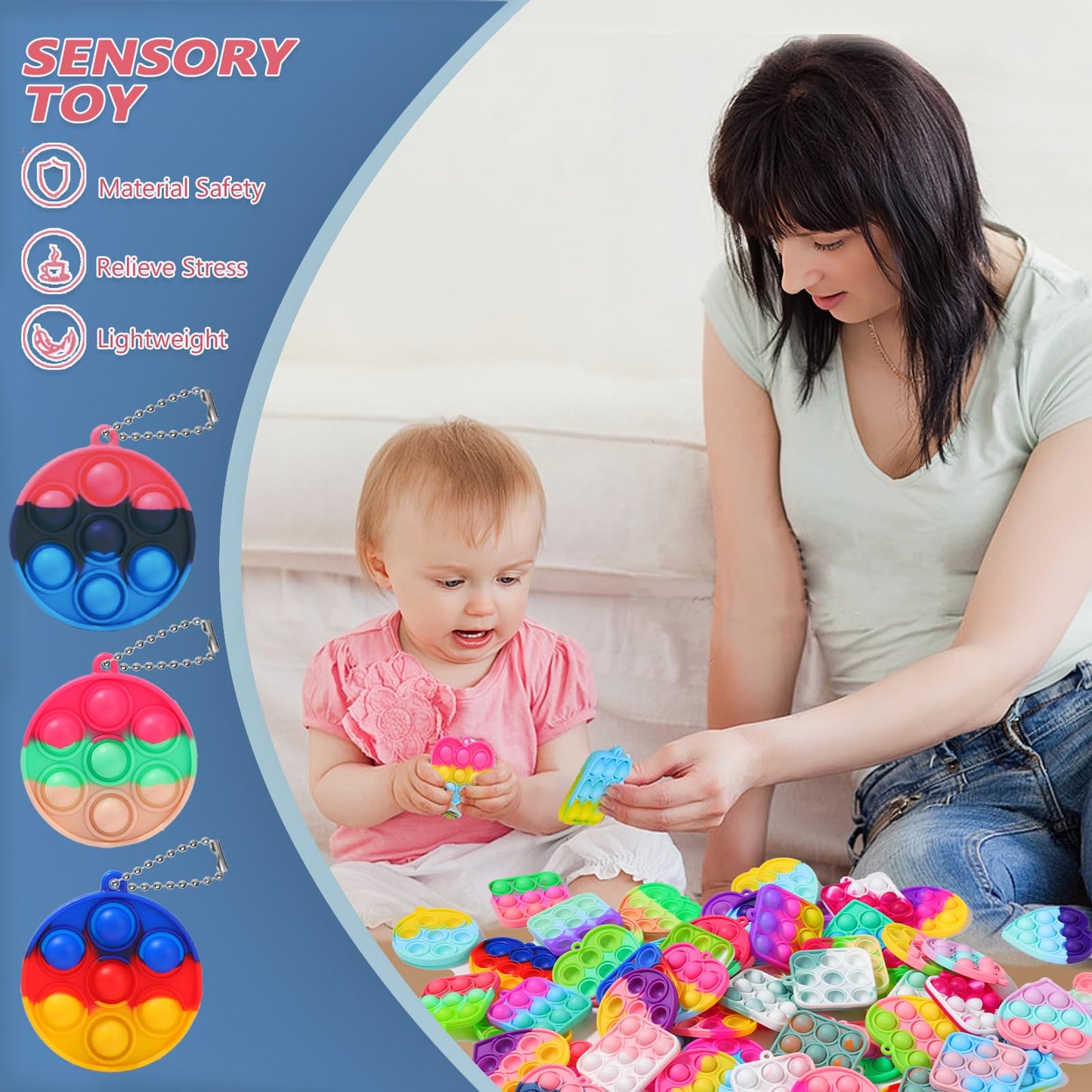 SINFOX 57-Piece Kids Fidget Toys – Party Favors, Prizes & Bulk Classroom Toys