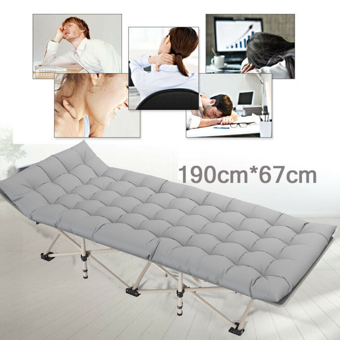Single Folding Bed for Guests, Camping & Travel Bed, Lightweight Folding Bed With Grey Mat