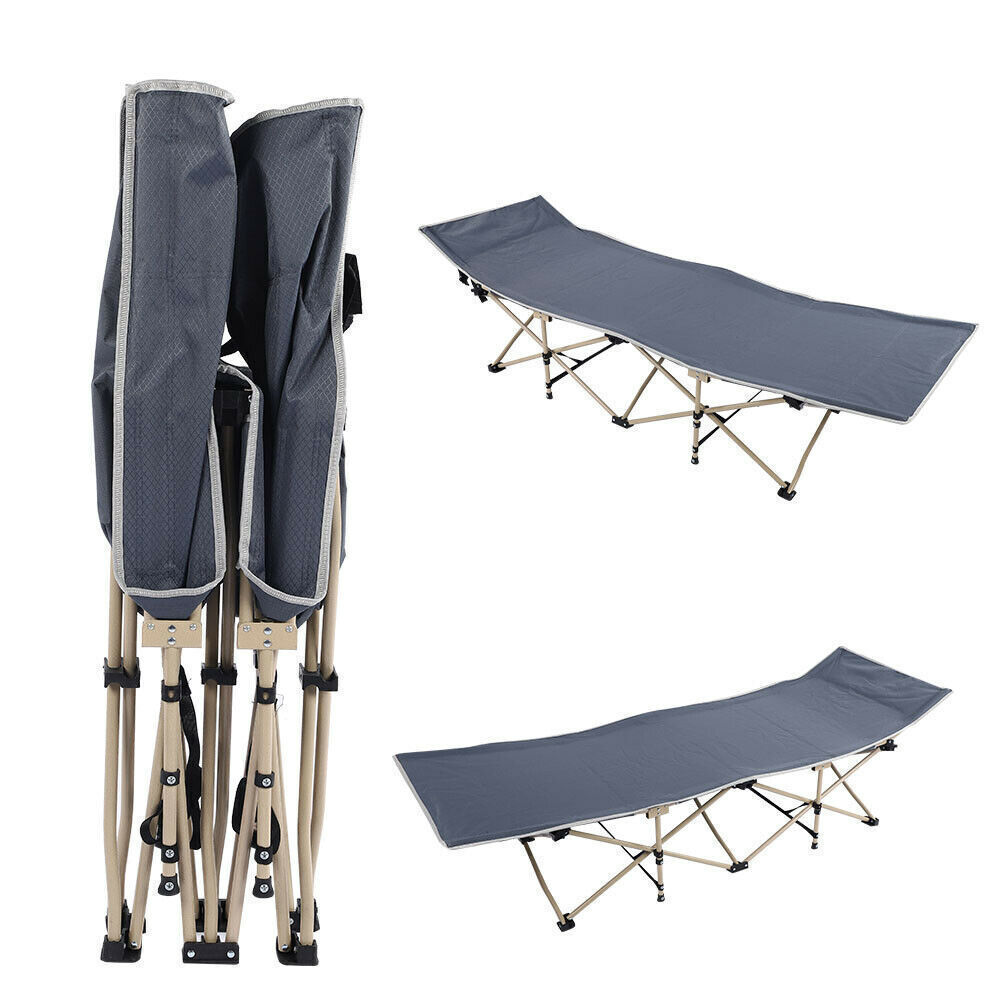 Single Folding Bed for Guests, Camping & Travel Bed, Lightweight Folding Bed With Grey Mat