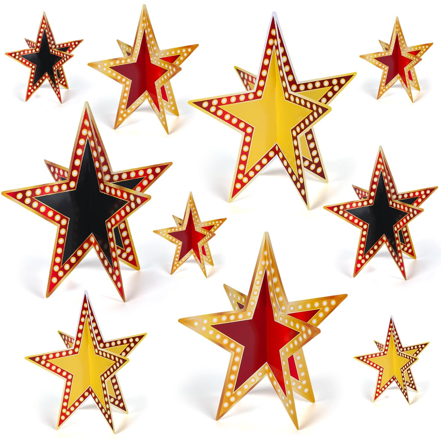 Sinload 45 Pcs 3D Glitter Star Decorations – 3 Sizes for Back-to-School, Graduation, and Party Tables