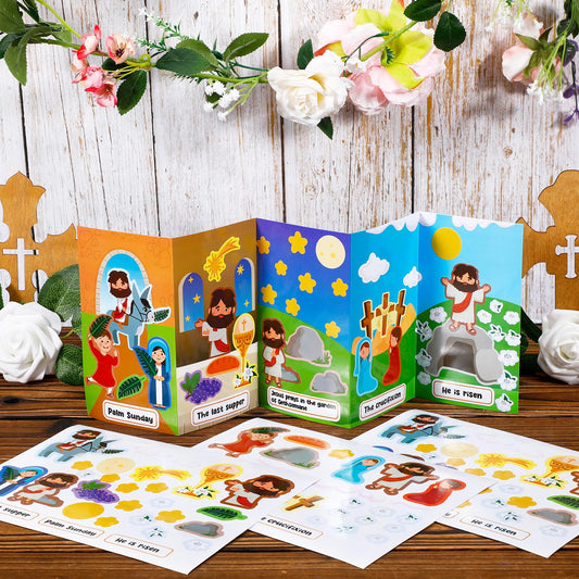 Sinload 24 Sets Holy Week Easter Sticker Kit – Resurrection Scenes for DIY Crafts & Classroom Decor
