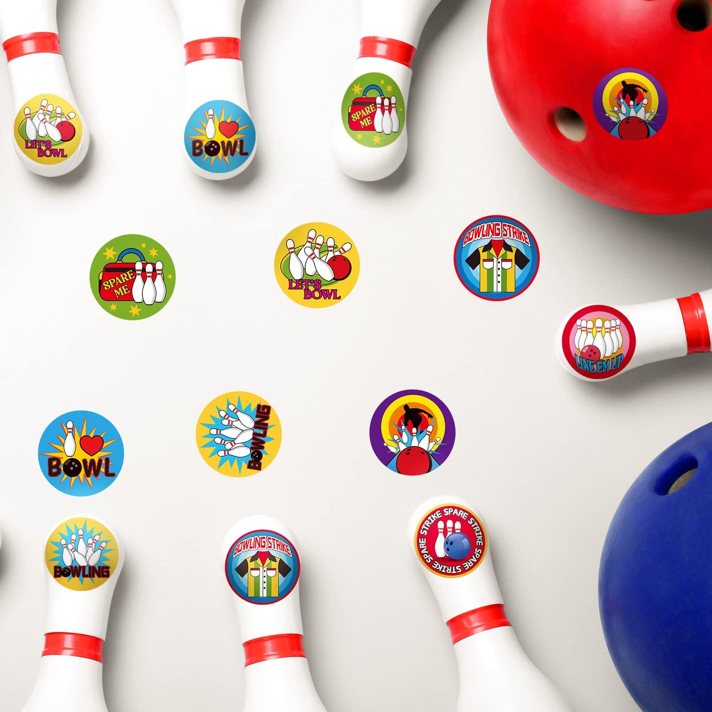 Sinmoe Bowling Stickers Roll – 500 Pcs, 8 Designs for Party Favors & DIY Labels