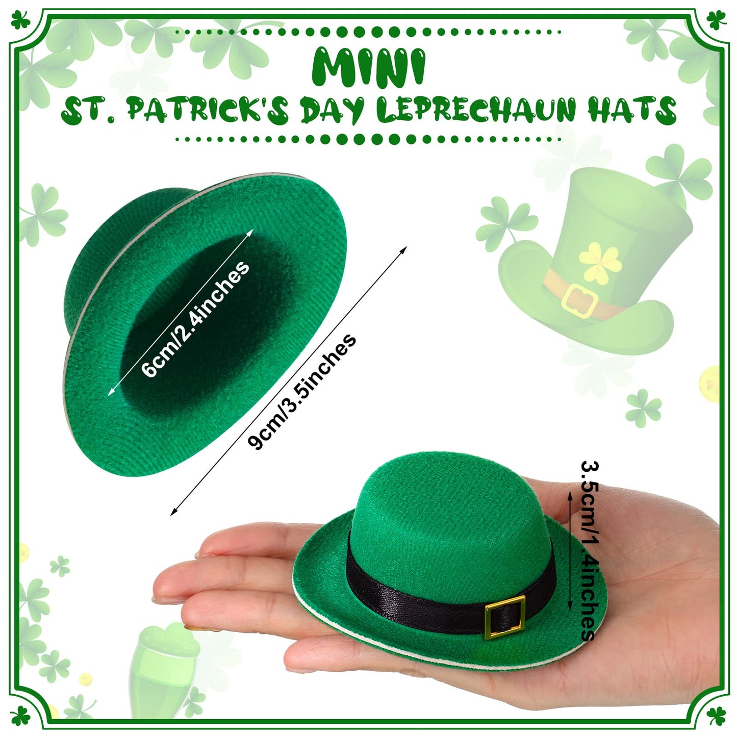 Sinmoe 24 Pcs St. Patrick's Day Mini Hat with Buckle – Green EVA Craft Hats for Dolls & Party Decorations
