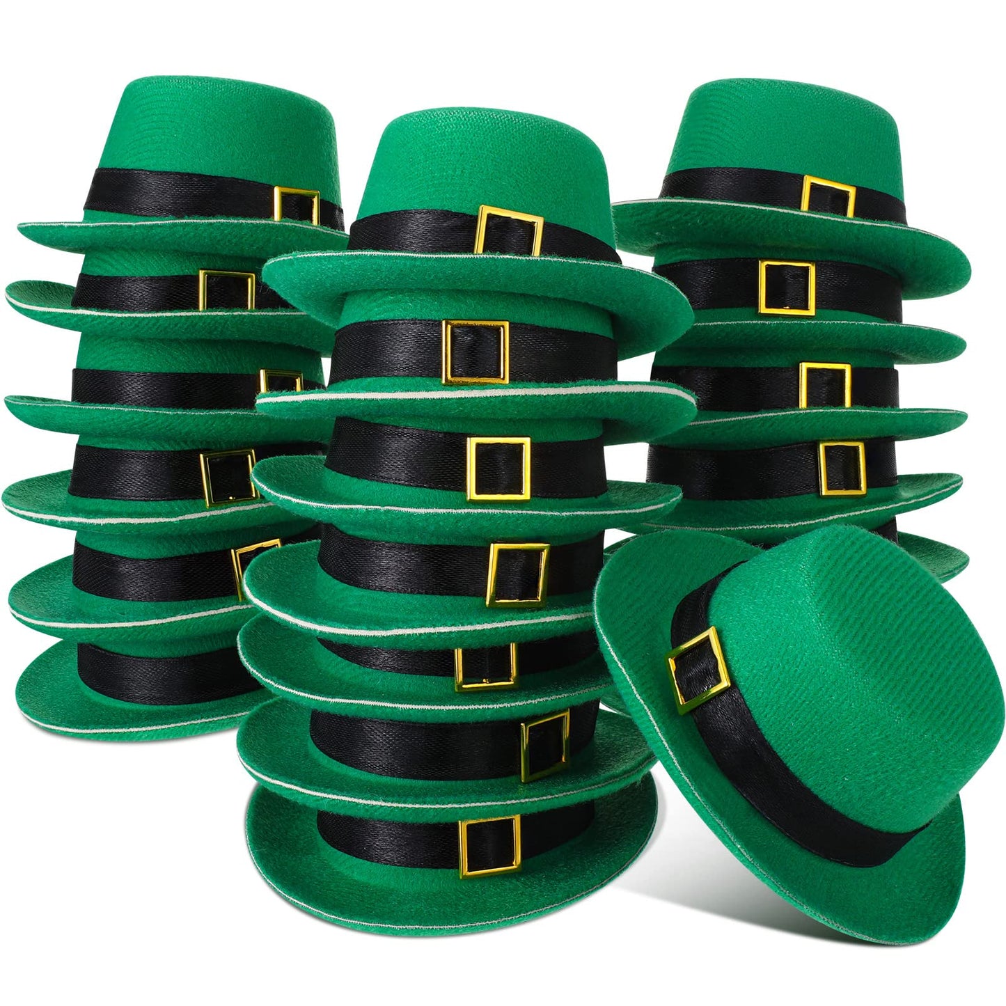 Sinmoe 24 Pcs St. Patrick's Day Mini Hat with Buckle – Green EVA Craft Hats for Dolls & Party Decorations
