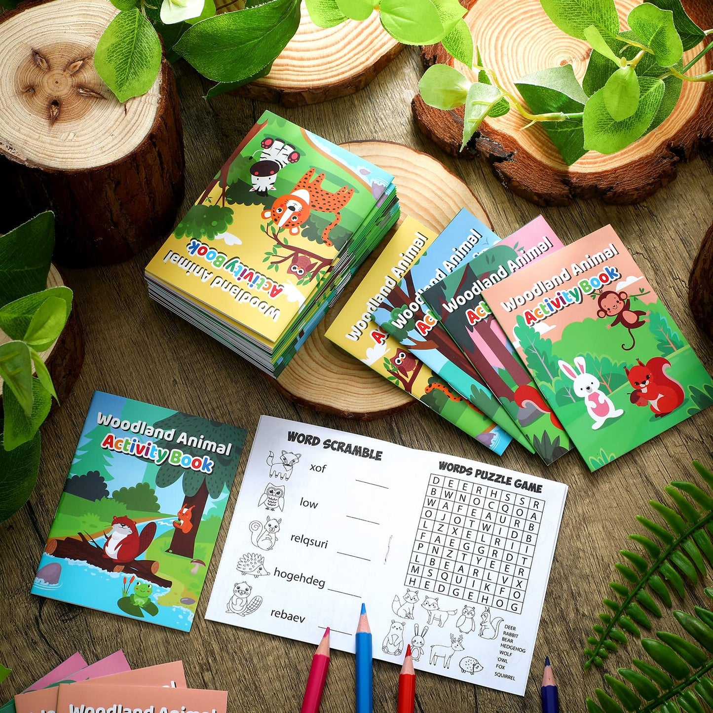 Sinmoe 36 Pcs Woodland Animals Mini Activity Books – Party Favors, Coloring, Mazes & More