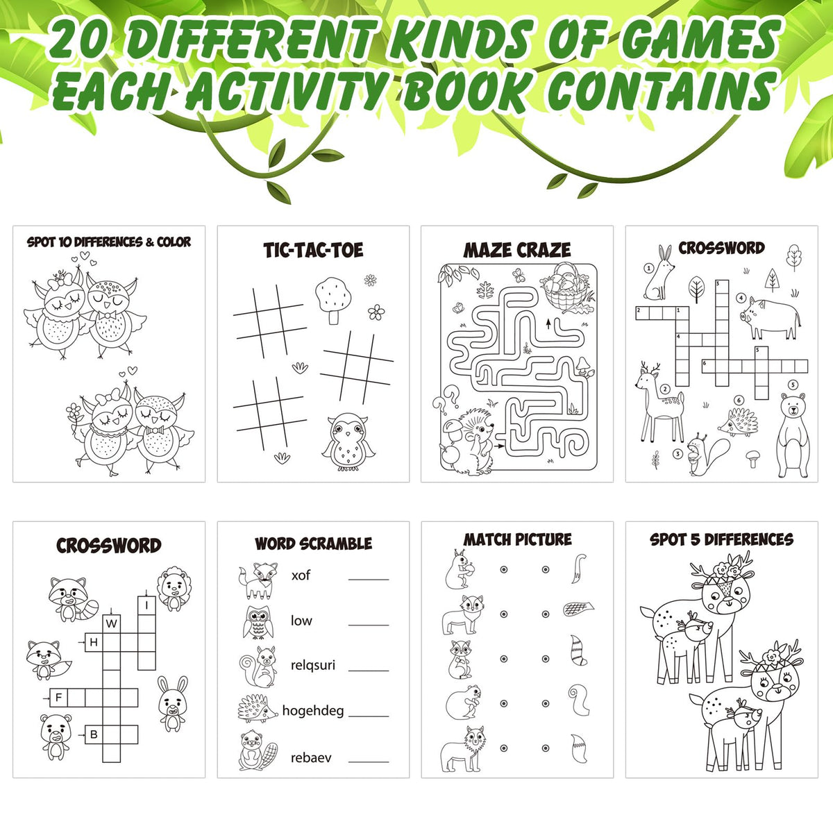 Sinmoe 36 Pcs Woodland Animals Mini Activity Books – Party Favors, Coloring, Mazes & More