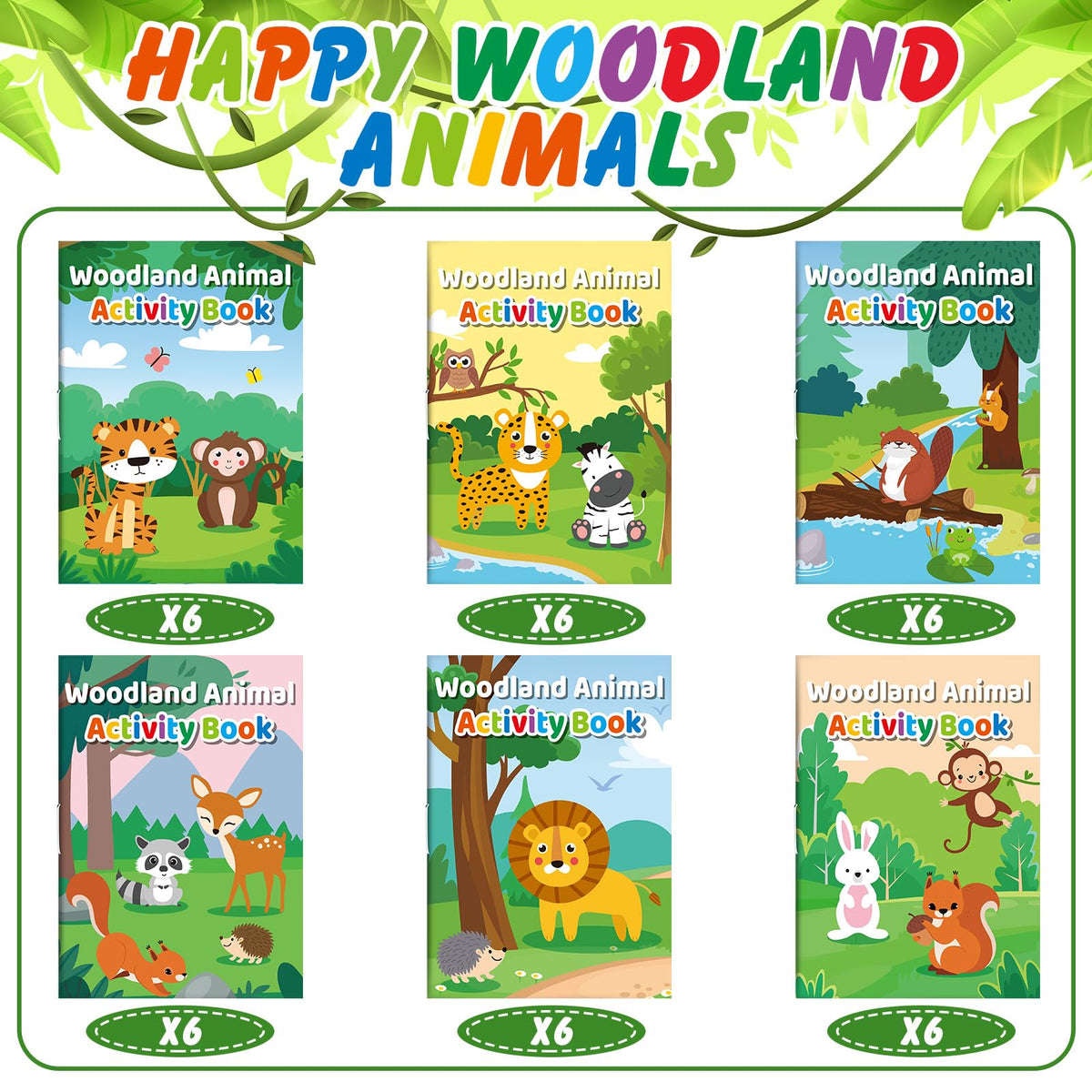 Sinmoe 36 Pcs Woodland Animals Mini Activity Books – Party Favors, Coloring, Mazes & More