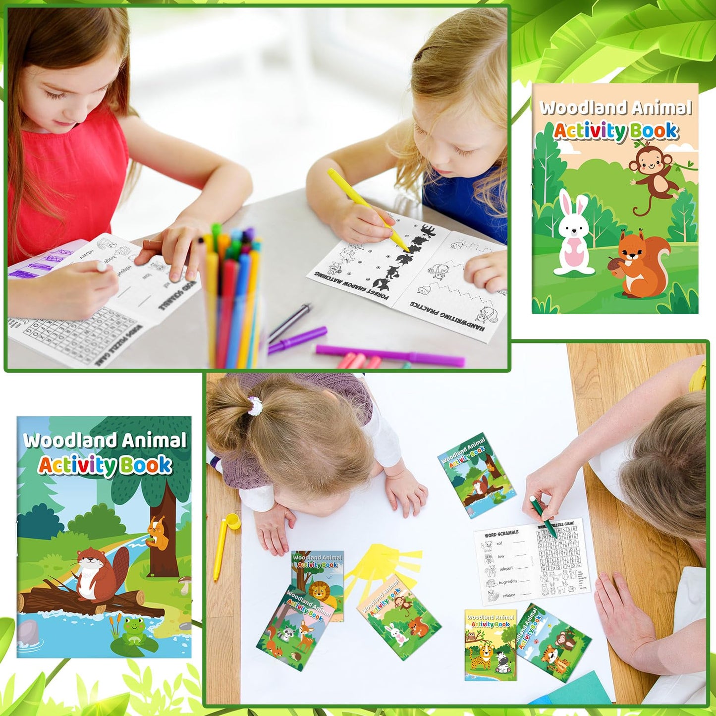 Sinmoe 36 Pcs Woodland Animals Mini Activity Books – Party Favors, Coloring, Mazes & More