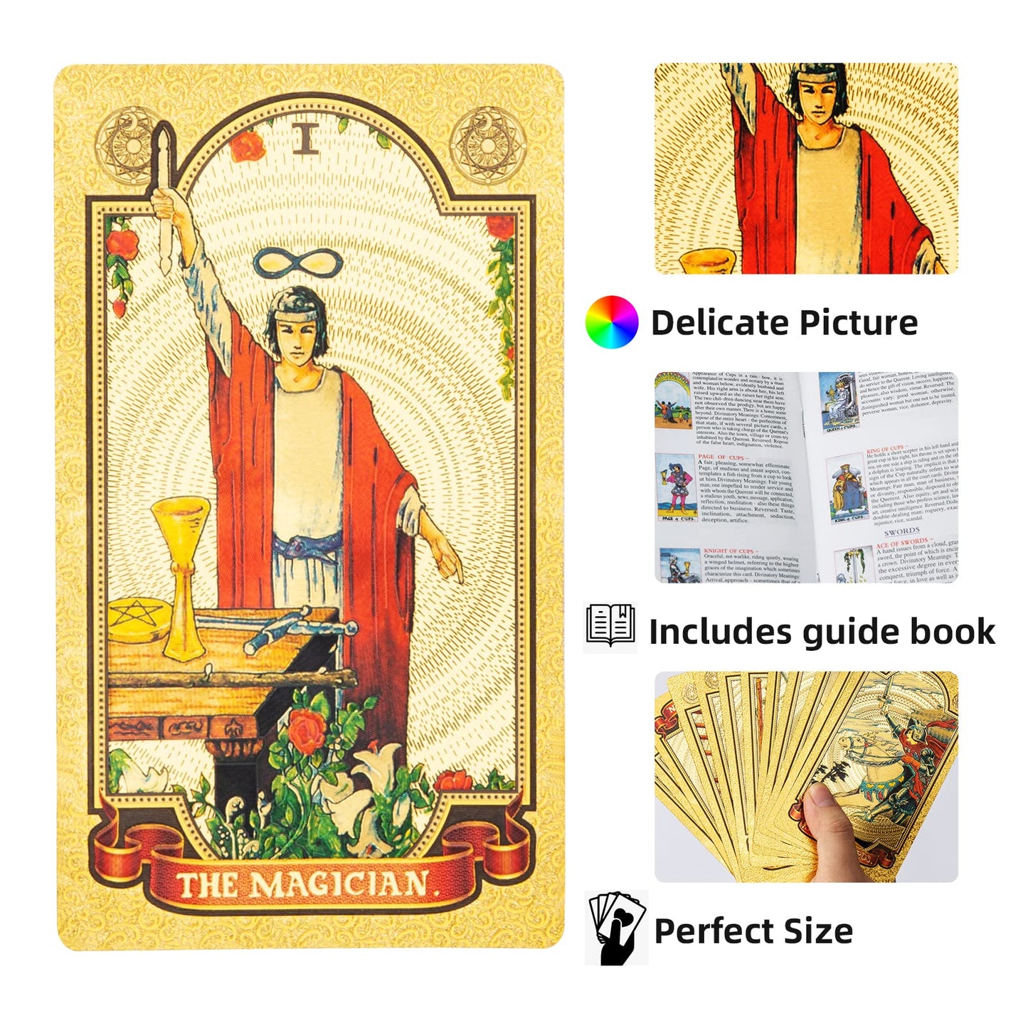 SIOKUY Tarot Cards Deck – Luxury Classic Art, Gold Foil, Waterproof 78-Card Set