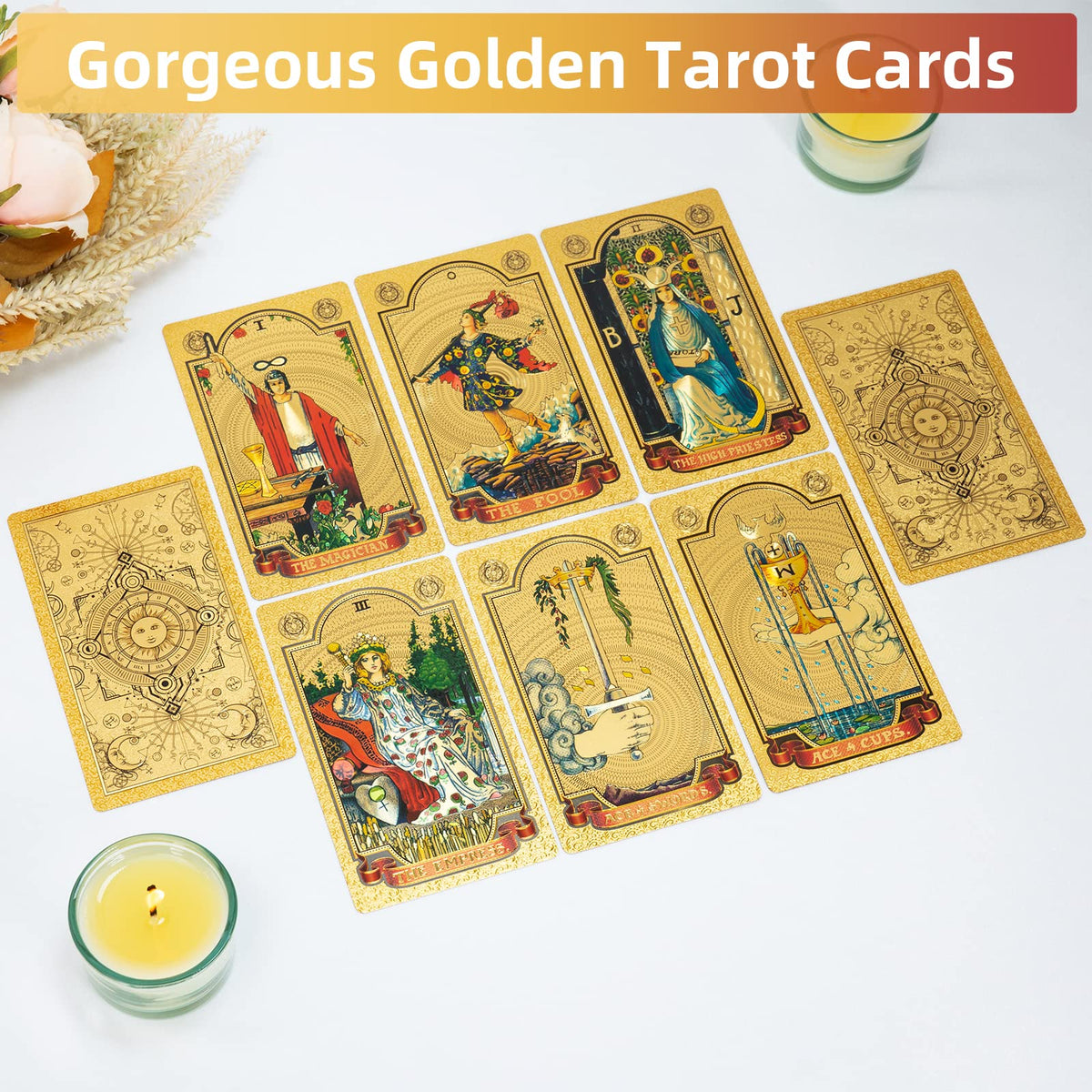 SIOKUY Tarot Cards Deck – Luxury Classic Art, Gold Foil, Waterproof 78-Card Set