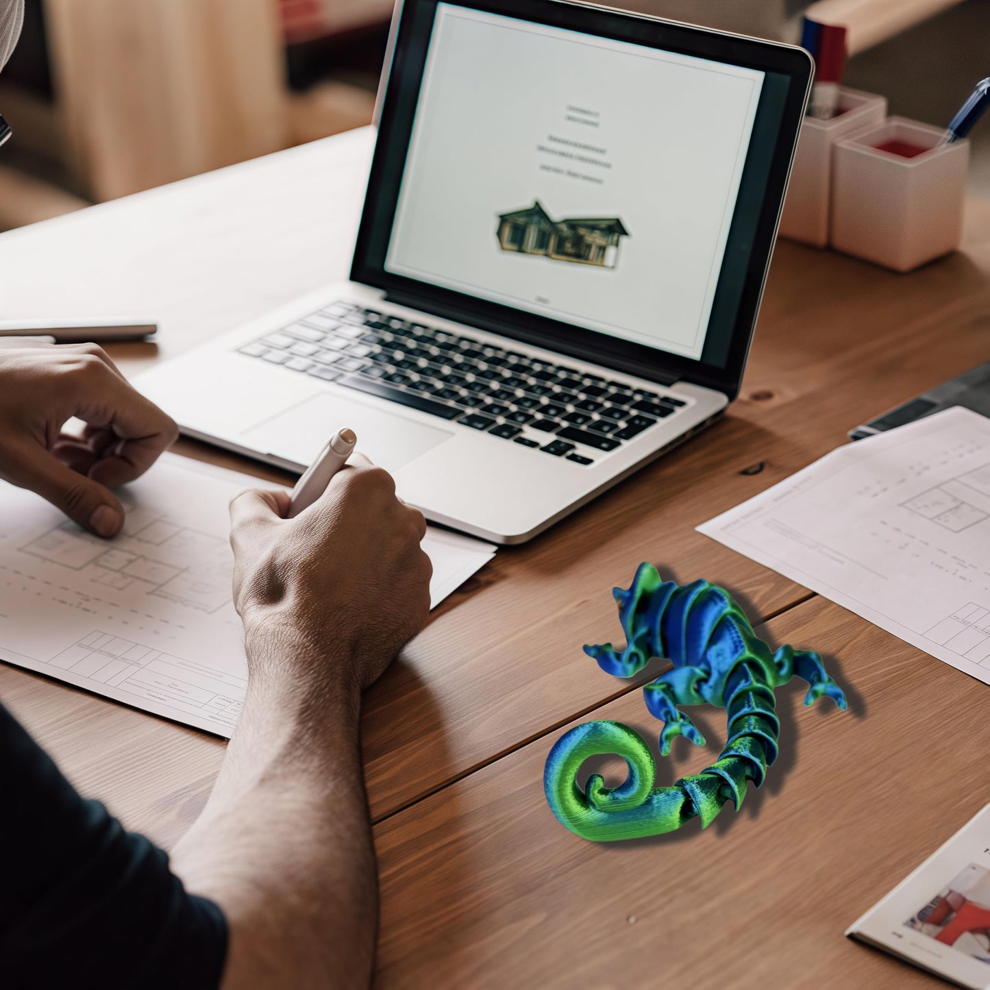 SIPWATE 3D Printed Articulated Chameleon Toy – Flexible Joints & Desk Decor