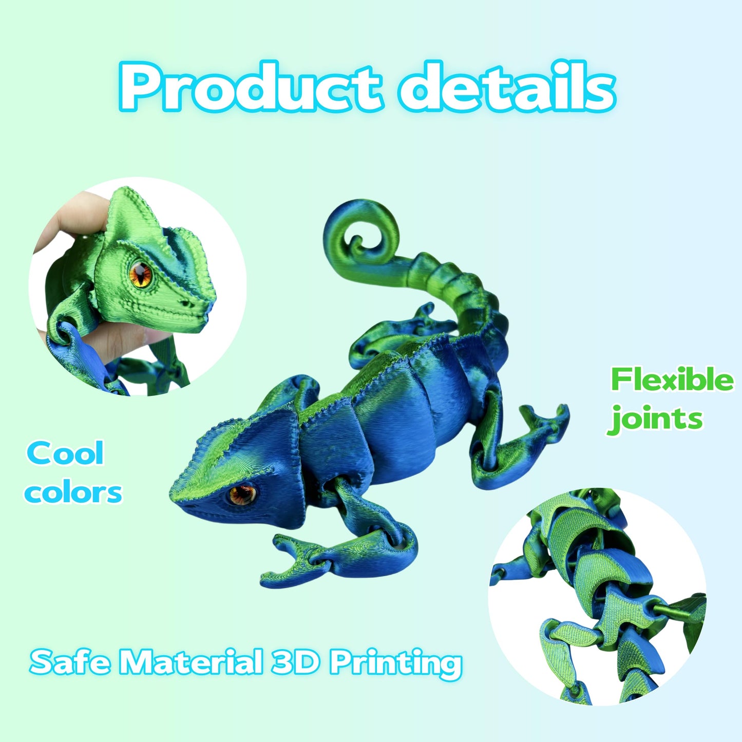 SIPWATE 3D Printed Articulated Chameleon Toy – Flexible Joints & Desk Decor