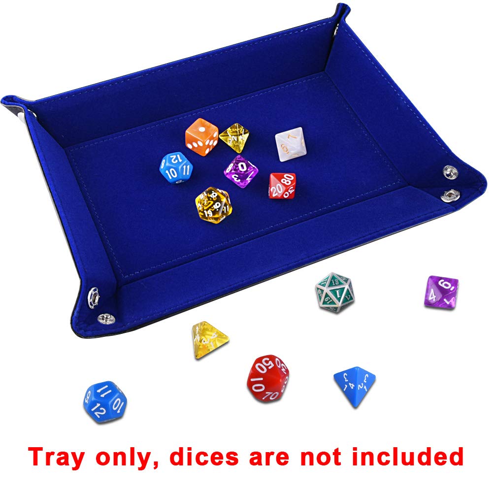 SIQUK Double Sided Dice Tray – Folding Rectangle PU Leather & Dark Blue Velvet