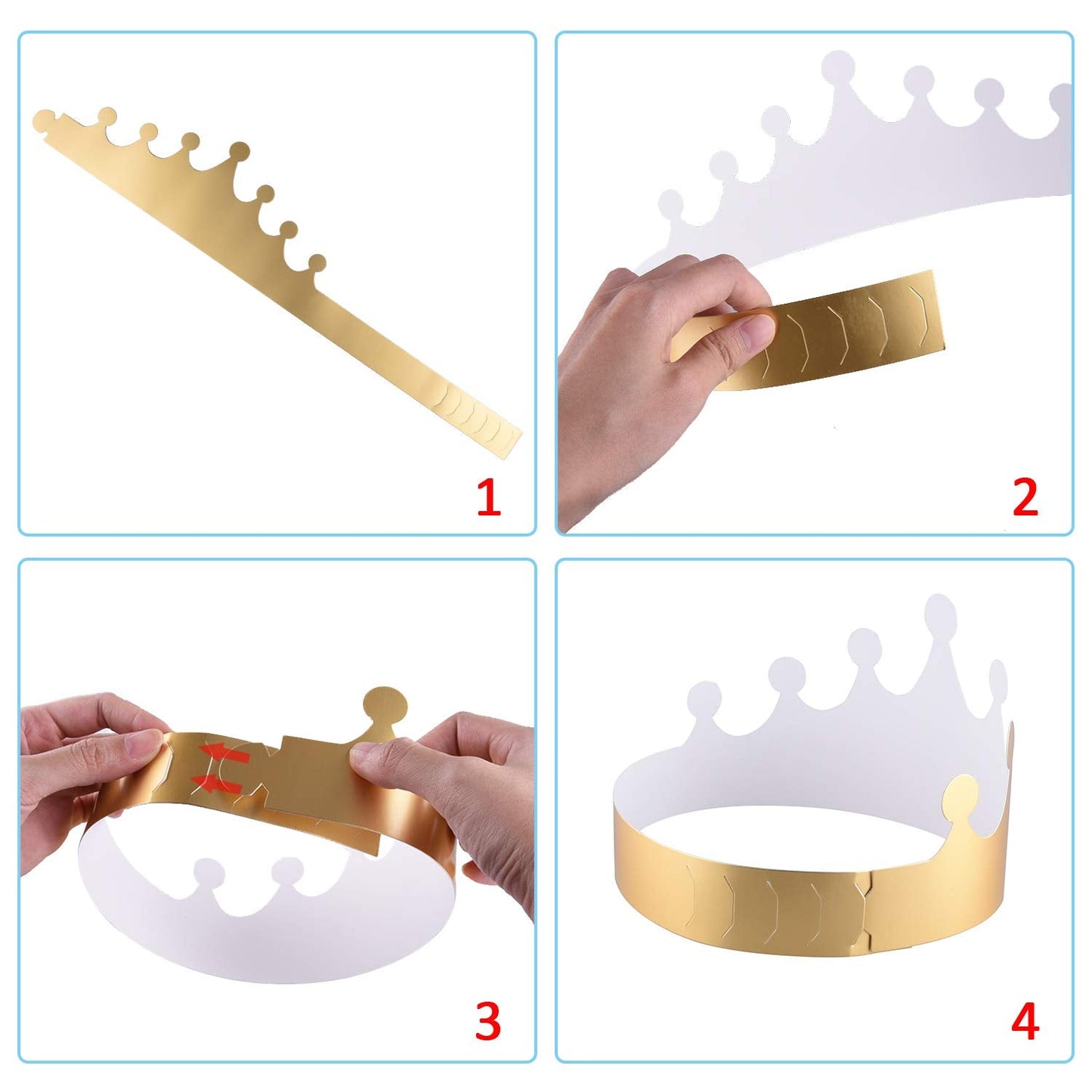 SIQUK 27-Piece Golden Paper Crown Hats for Parties | King Crowns