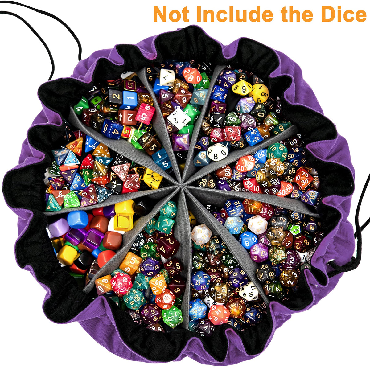 SIQUK Large Dice Bag with Pockets – Holds 300+ Dice, 9 Compartments, Dark Violet