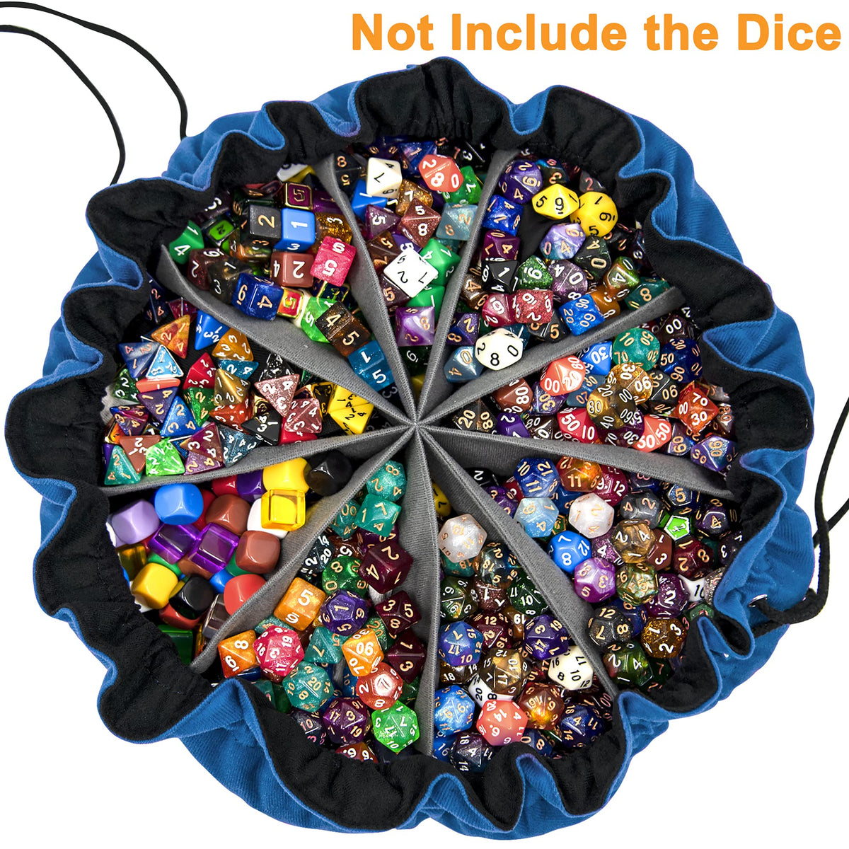 SIQUK Large Dice Bag with Pockets – Holds 300+ Dice, 9 Compartments, Dark Blue