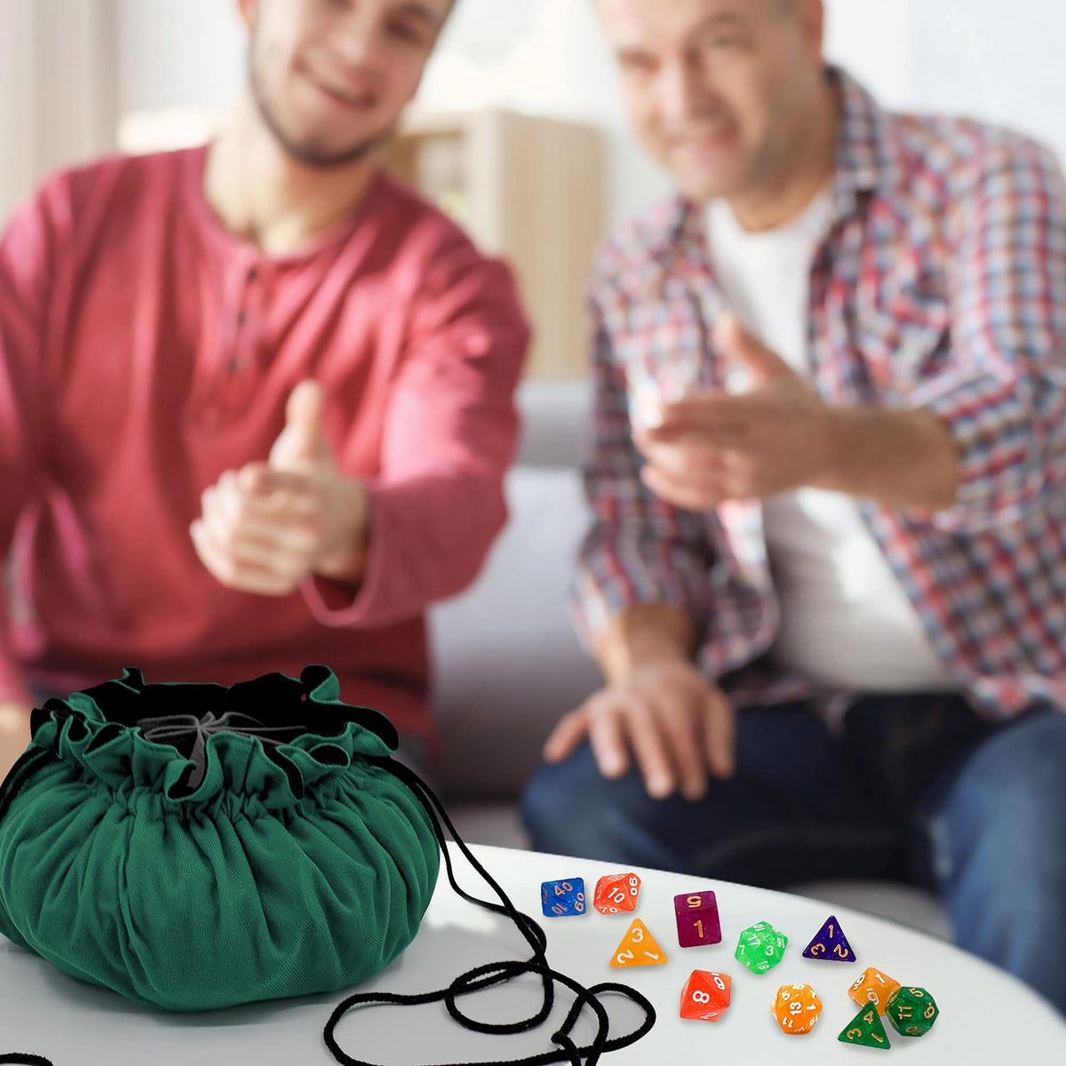 SIQUK Large Dice Bag with Pockets – 300+ Dice, 9 Compartments, Drawstring, Dark Green