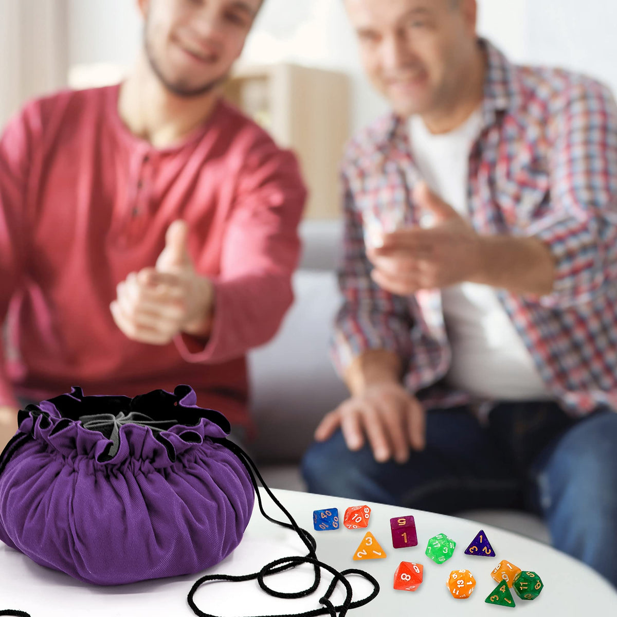 SIQUK Large Dice Bag with Pockets – Holds 300+ Dice, 9 Compartments, Dark Violet