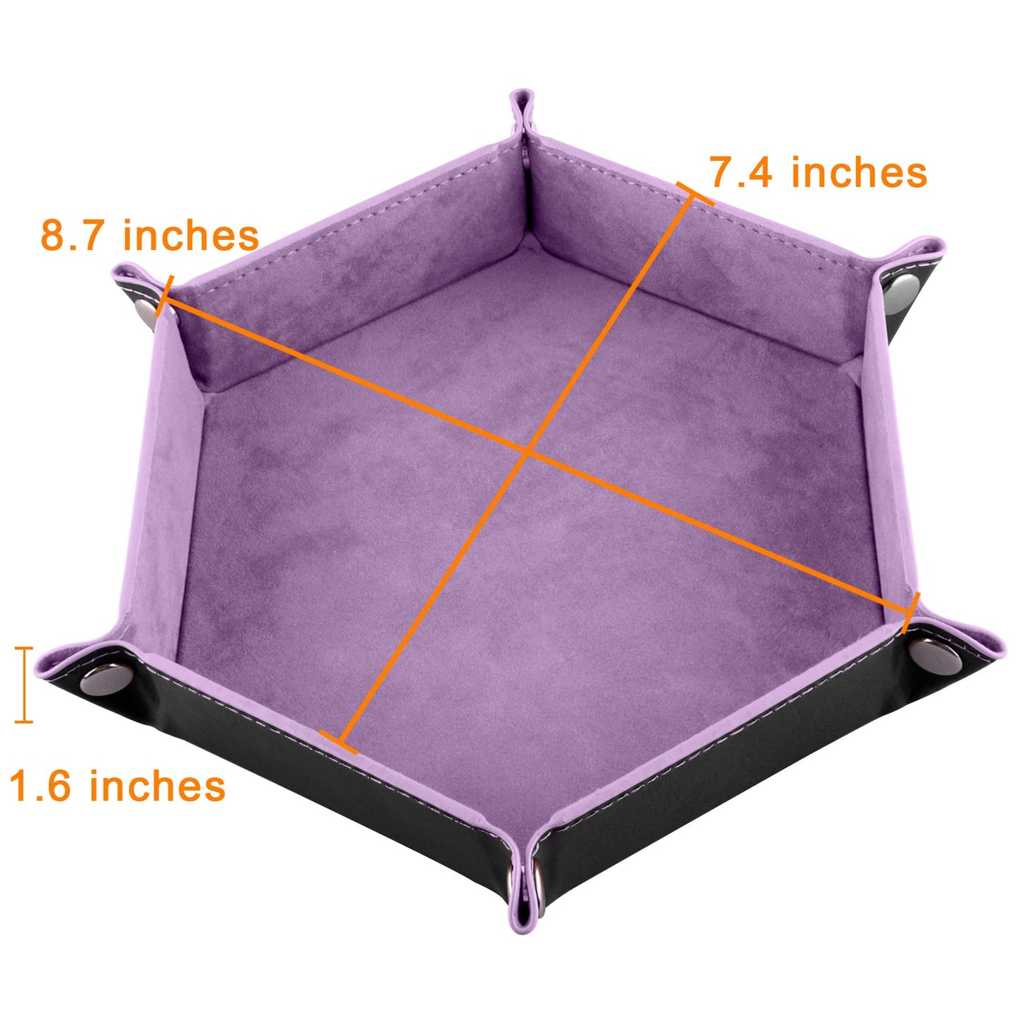 SIQUK 2-Piece Dice Tray – Folding Hexagon PU Leather Dice Roller Tray (Lilac & Black) for RPG and Table Games