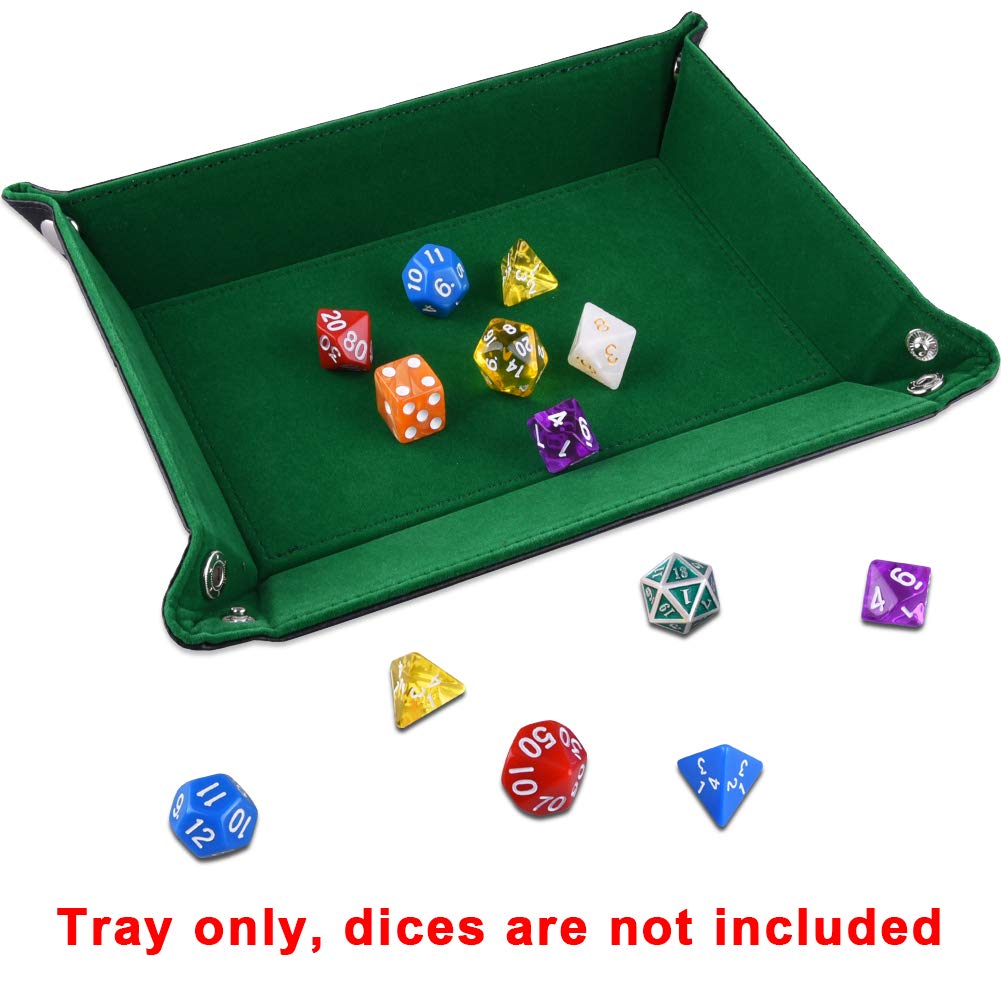 SIQUK Double Sided Dice Tray – Folding Rectangle PU Leather & Dark Green Velvet
