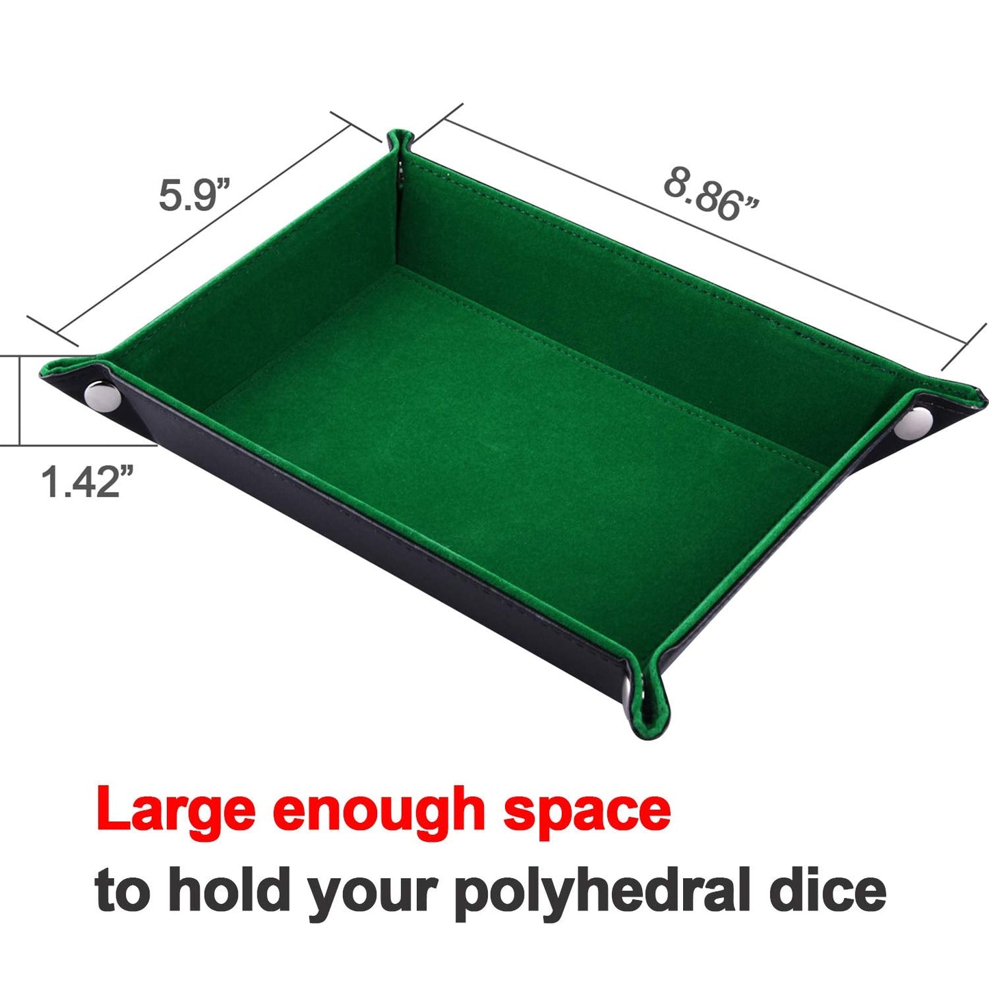 SIQUK Double Sided Dice Tray – Folding Rectangle PU Leather & Dark Green Velvet