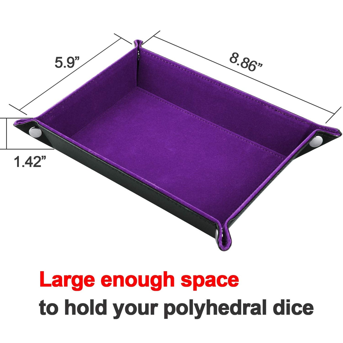 SIQUK Double Sided Dice Tray - Folding Rectangle PU Leather & Dark Violet Velvet