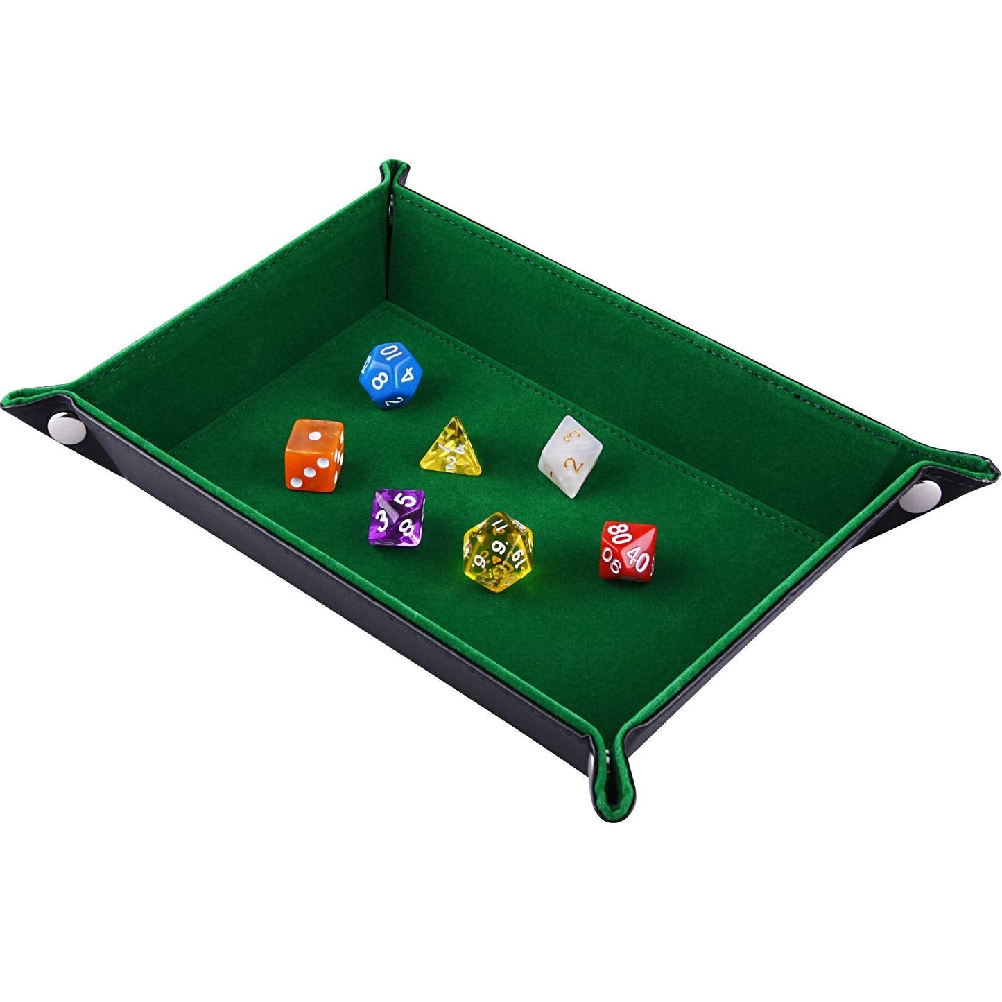 SIQUK Double Sided Dice Tray – Folding Rectangle PU Leather & Dark Green Velvet