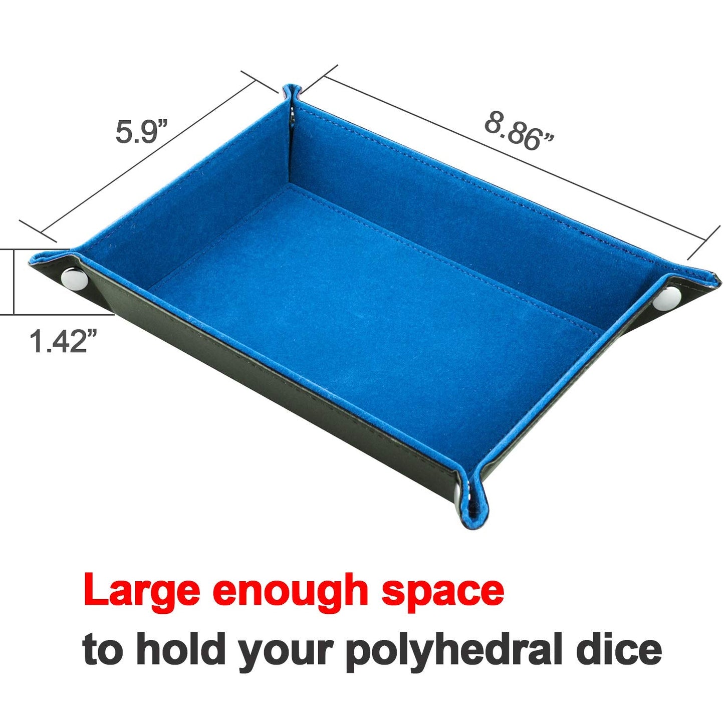 SIQUK Double Sided Dice Tray – Folding Rectangle PU Leather & Sky Blue Velvet