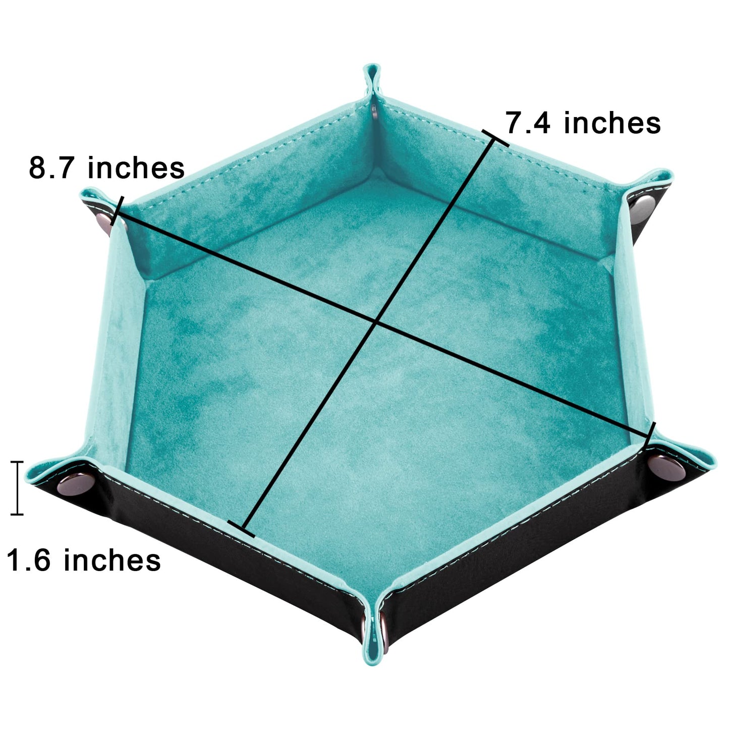 SIQUK 2-Piece PU Leather Dice Tray – Hexagon Folding Dice Holder for RPG, DND & Tabletop Games (Light Blue & Black)