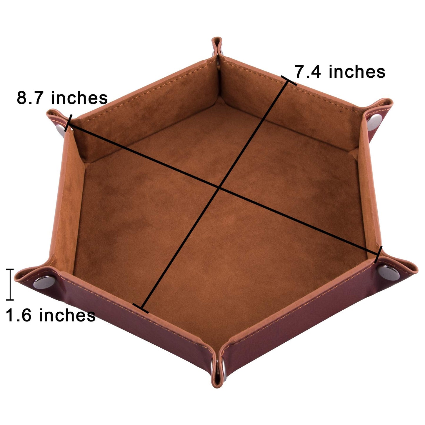 SIQUK 2-Piece Dice Tray – PU Leather Folding Hexagon Dice Holder (Camel & Black)