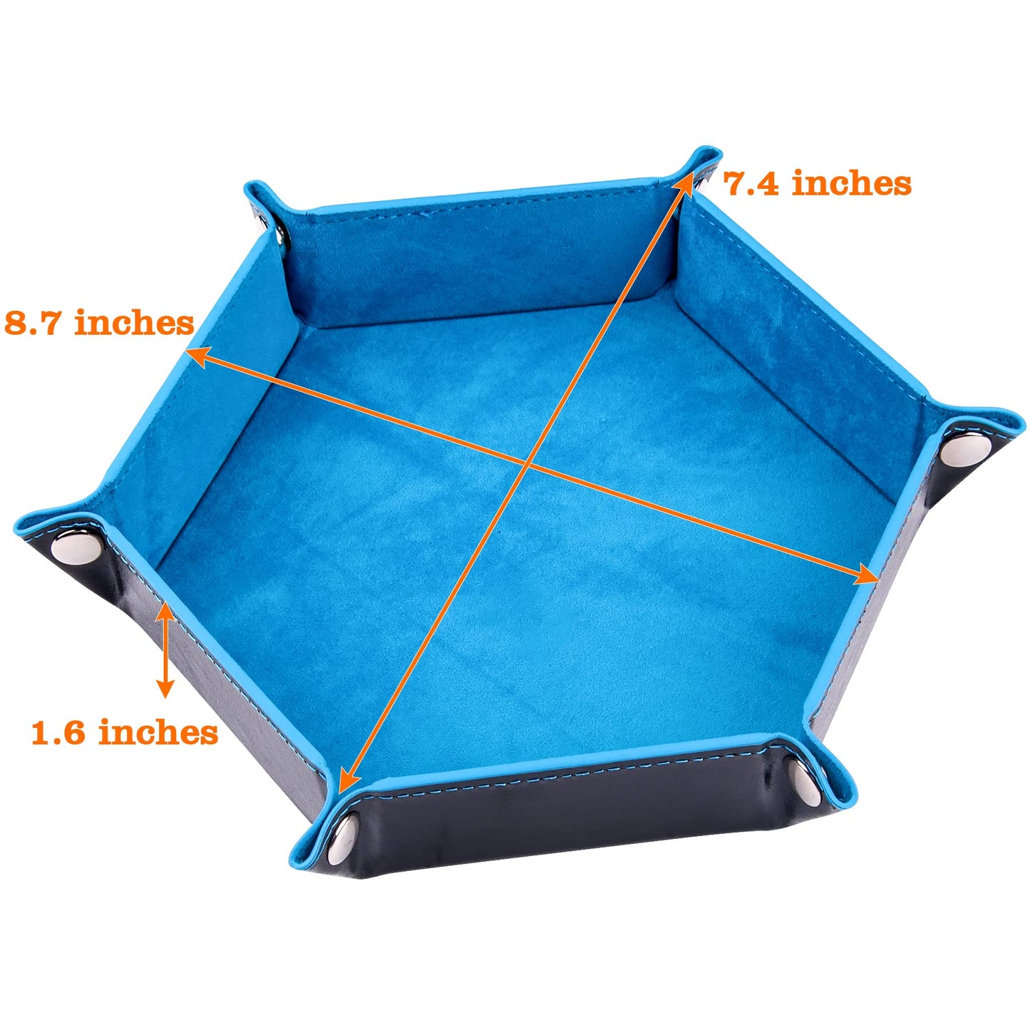 SIQUK 2-Piece Folding Dice Tray – Hexagon PU Leather Dice Holder (Violet & Sky Blue)