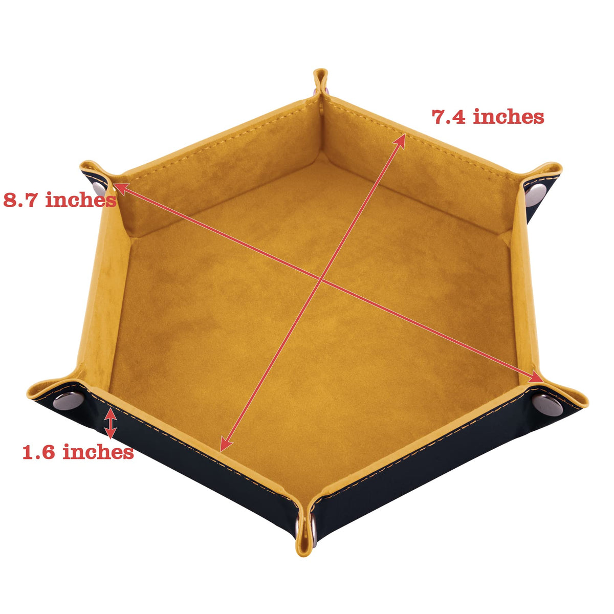 SIQUK 4-Piece Foldable Hexagon Dice Tray Set – PU Leather Dice Holder for RPG (Orange, Yellow, Cyan, Violet)