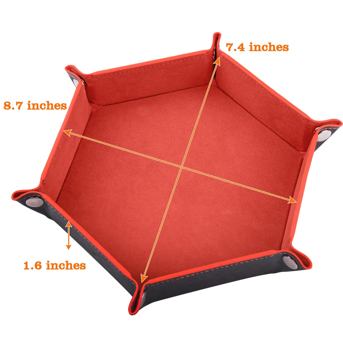 SIQUK 2-Piece Dice Tray – PU Leather Folding Hexagon Dice Holder (Royal Blue & Orange)