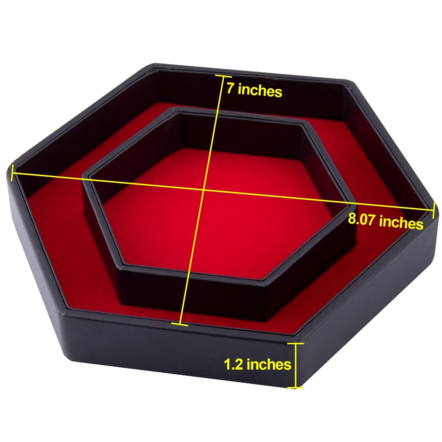 SIQUK Hexagon Dice Tray with Lid - Red Dice Rolling Tray for RPGs & DND
