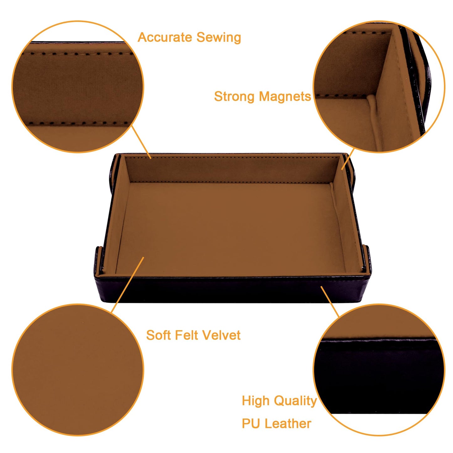 SIQUK Magnetic Folding Dice Tray – Portable PU Leather Dice Rolling Mat (Camel)