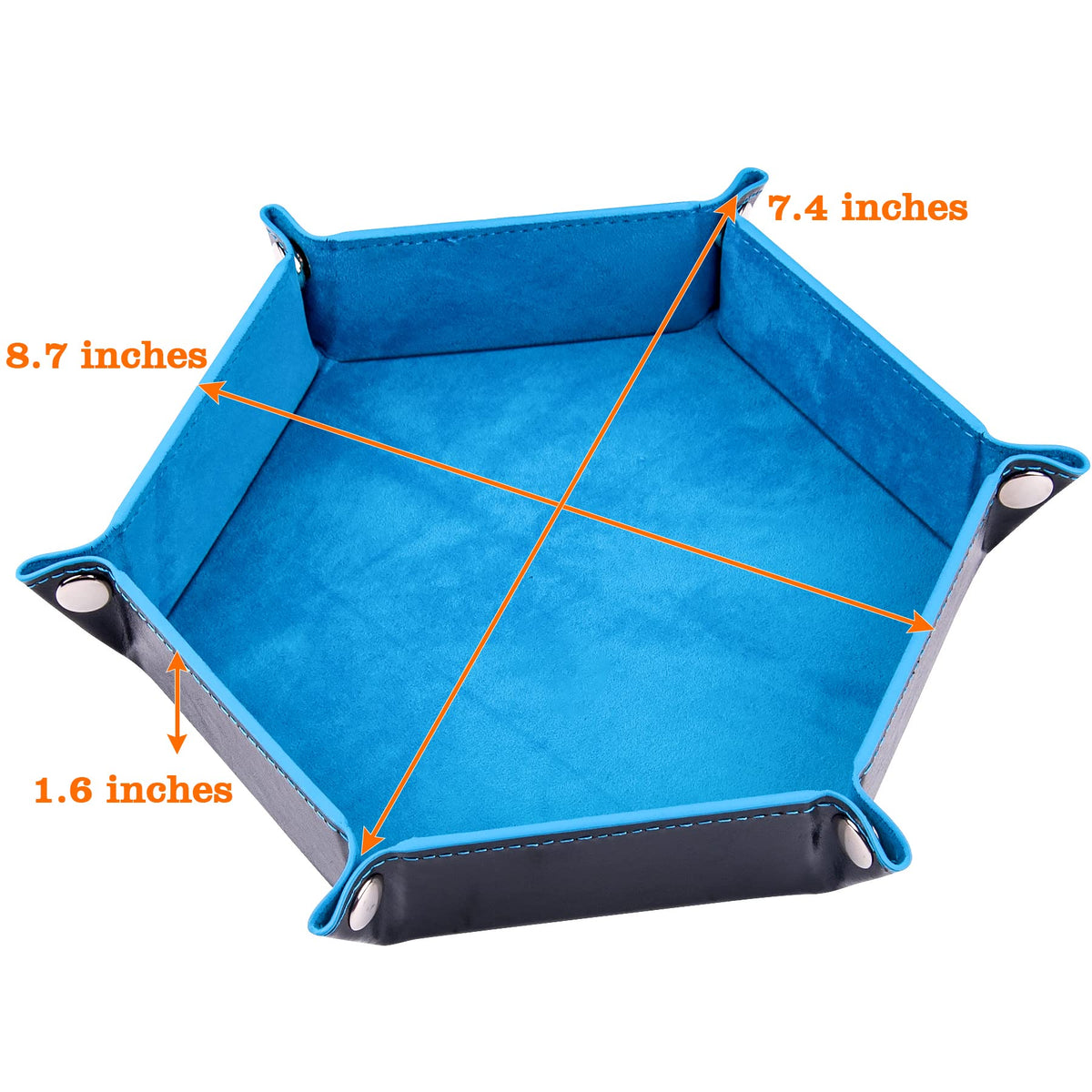 SIQUK 4-Piece Dice Tray Set – Foldable Hexagon Rolling Trays with PU Leather (Camel, Sky Blue, Black, Gray)