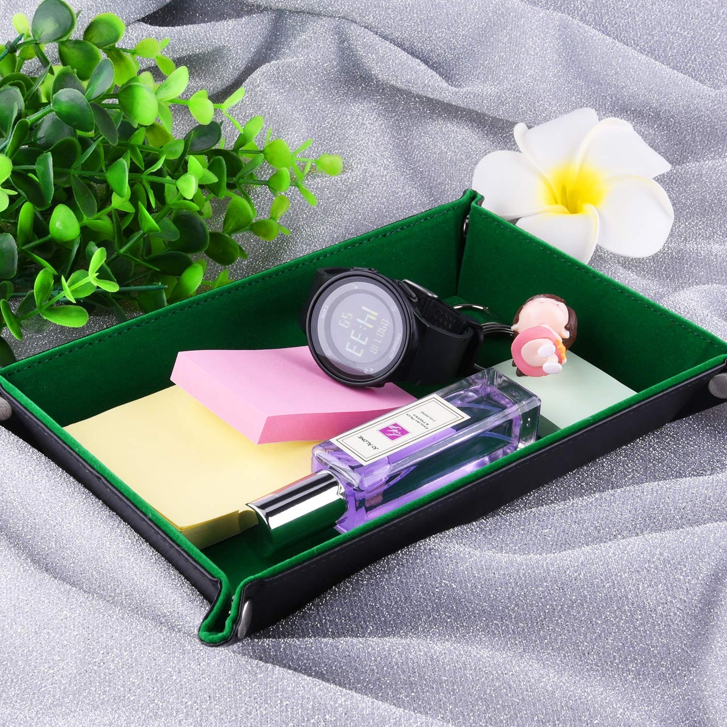 SIQUK Double Sided Dice Tray – Folding Rectangle PU Leather & Dark Green Velvet