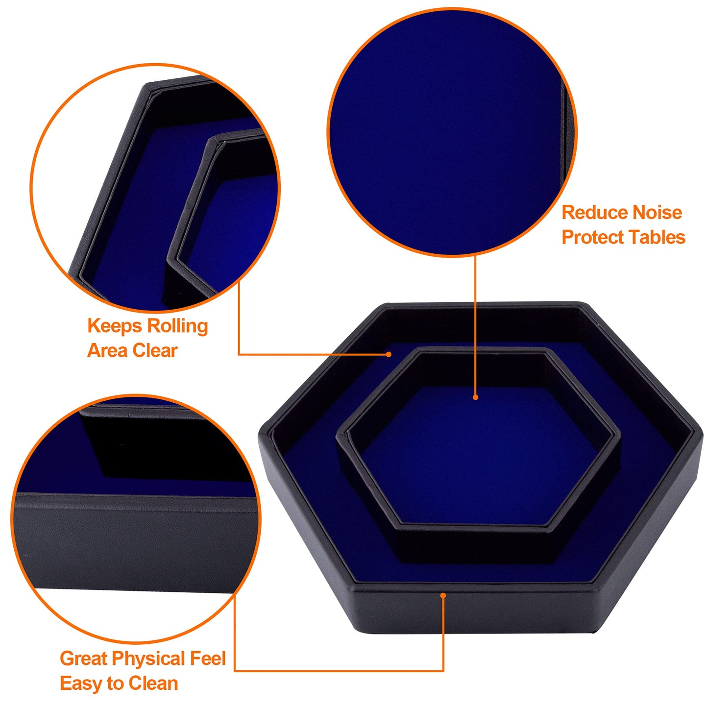 SIQUK Hexagon Dice Tray with Lid – Velvet Interior, PU Leather, 8.07 x 7 x 1.2 in