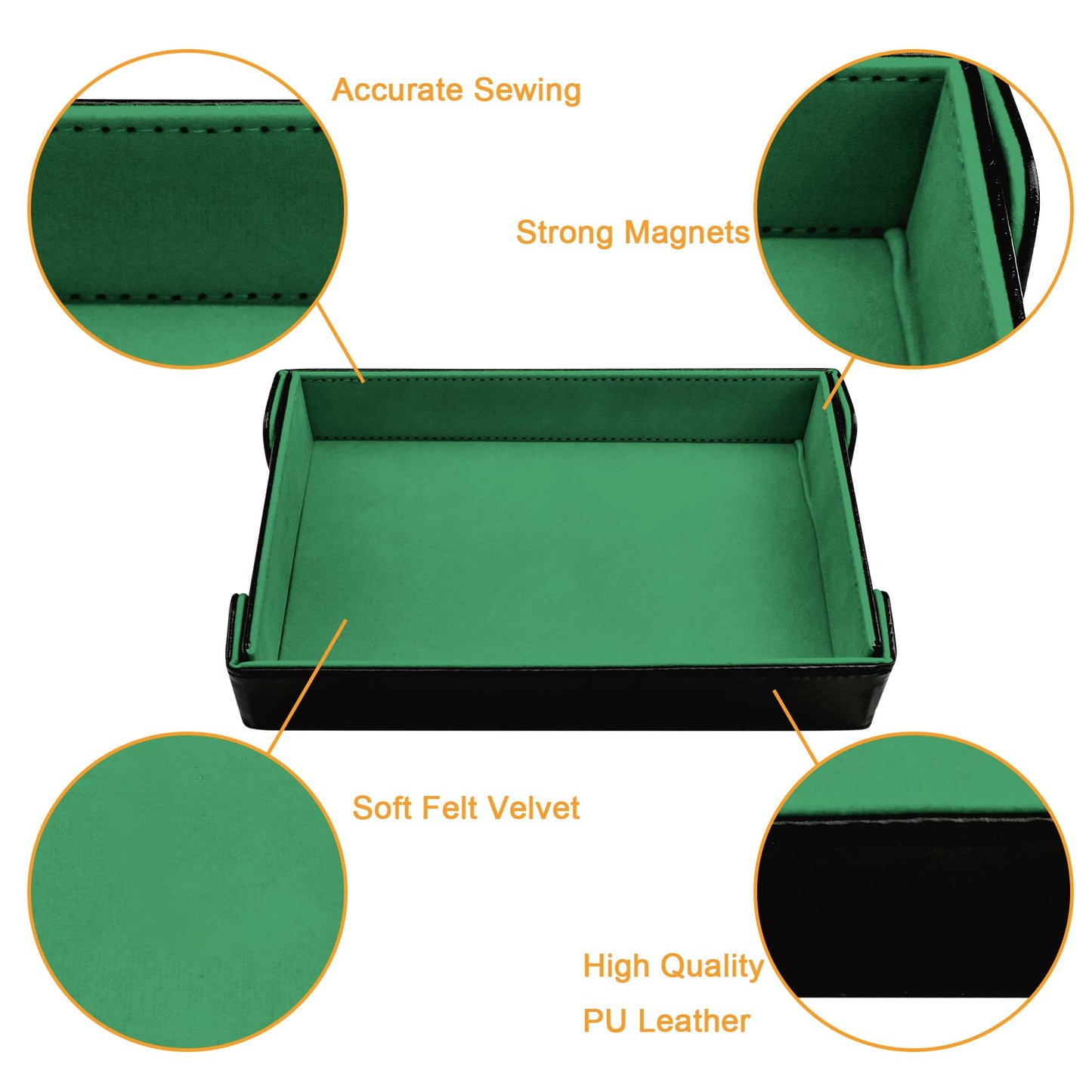 SIQUK Magnetic Folding Dice Tray – Portable PU Leather Rectangle Rolling Mat for D&D RPG