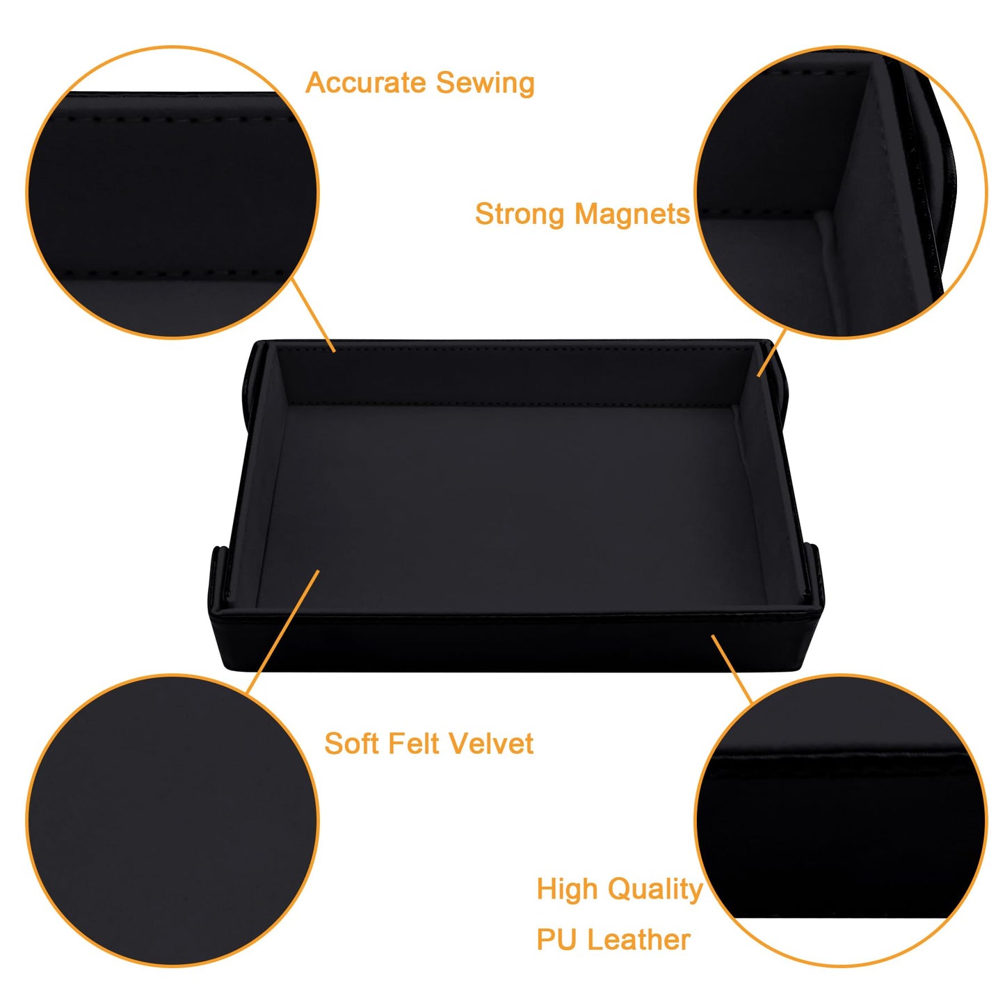 SIQUK Magnetic Folding Dice Tray - PU Leather, Black - Foldable Dice Rolling Mat for D&D RPG
