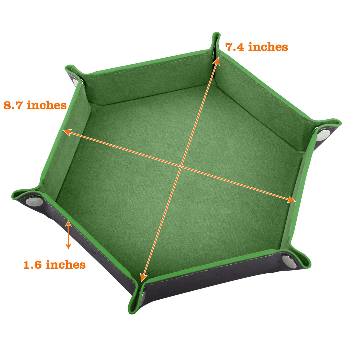 SIQUK 2-Piece Dice Tray | Portable Hexagon PU Leather Dice Roller Tray for RPG & DND – Green & Camel