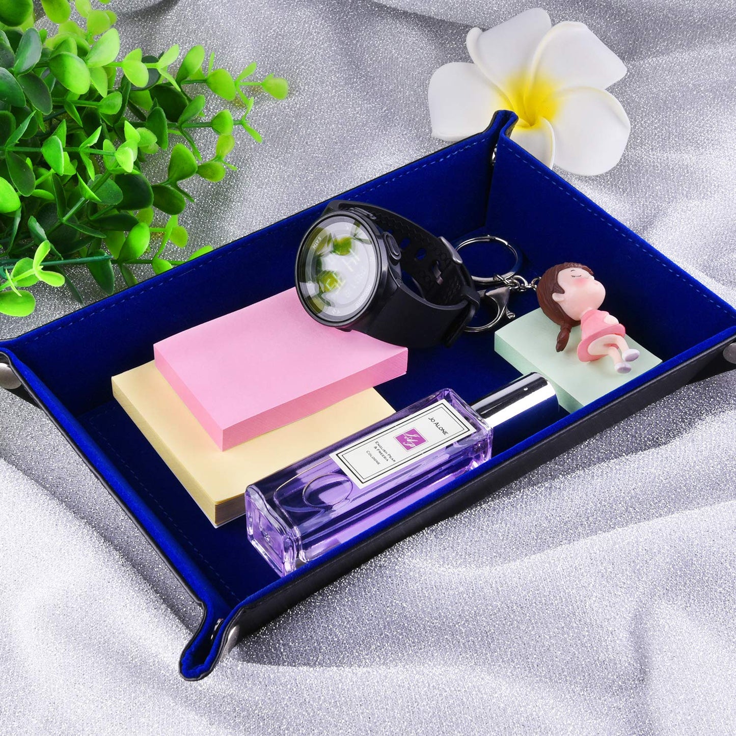SIQUK Double Sided Dice Tray – Folding Rectangle PU Leather & Dark Blue Velvet